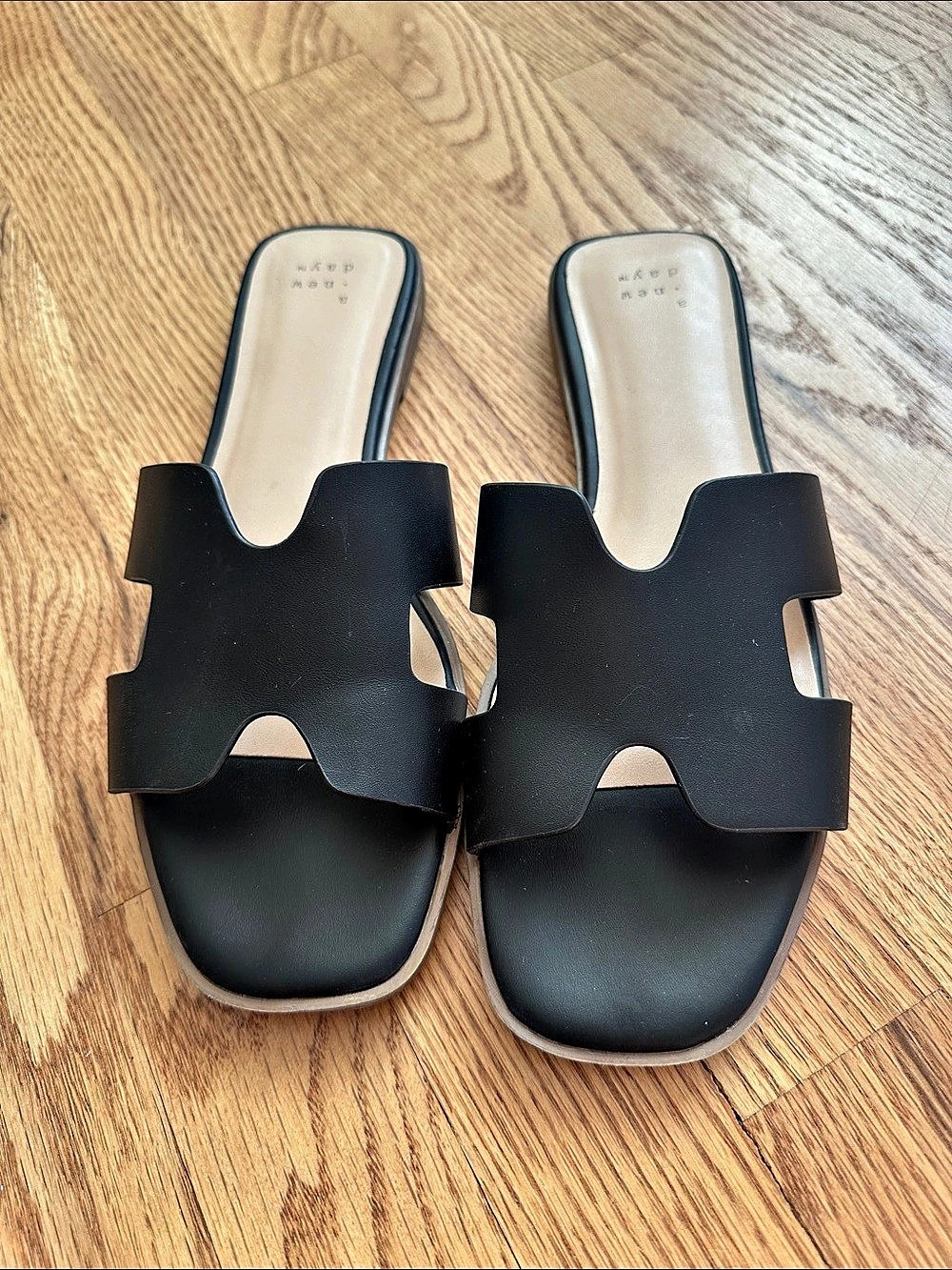 A New Day Black H-Band Slip-On Slide Sandals